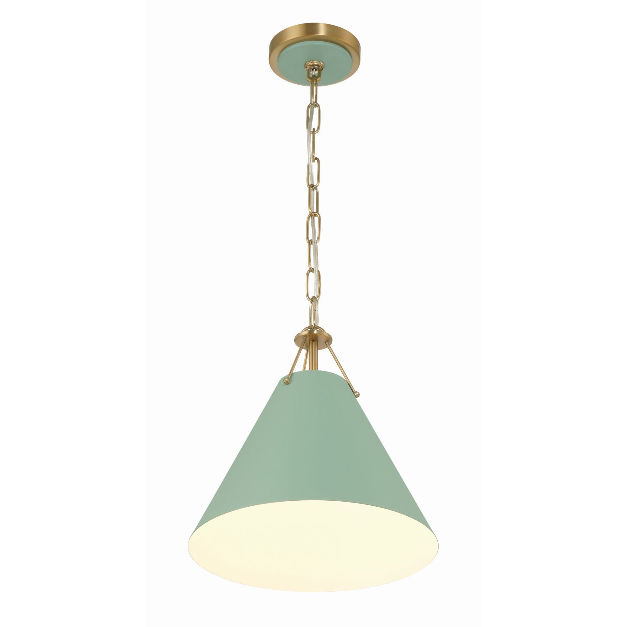 Xavier 1 Light Vibrant Gold + Green Mini Pendant Steel Shade 12"W x 12"H x 12"D