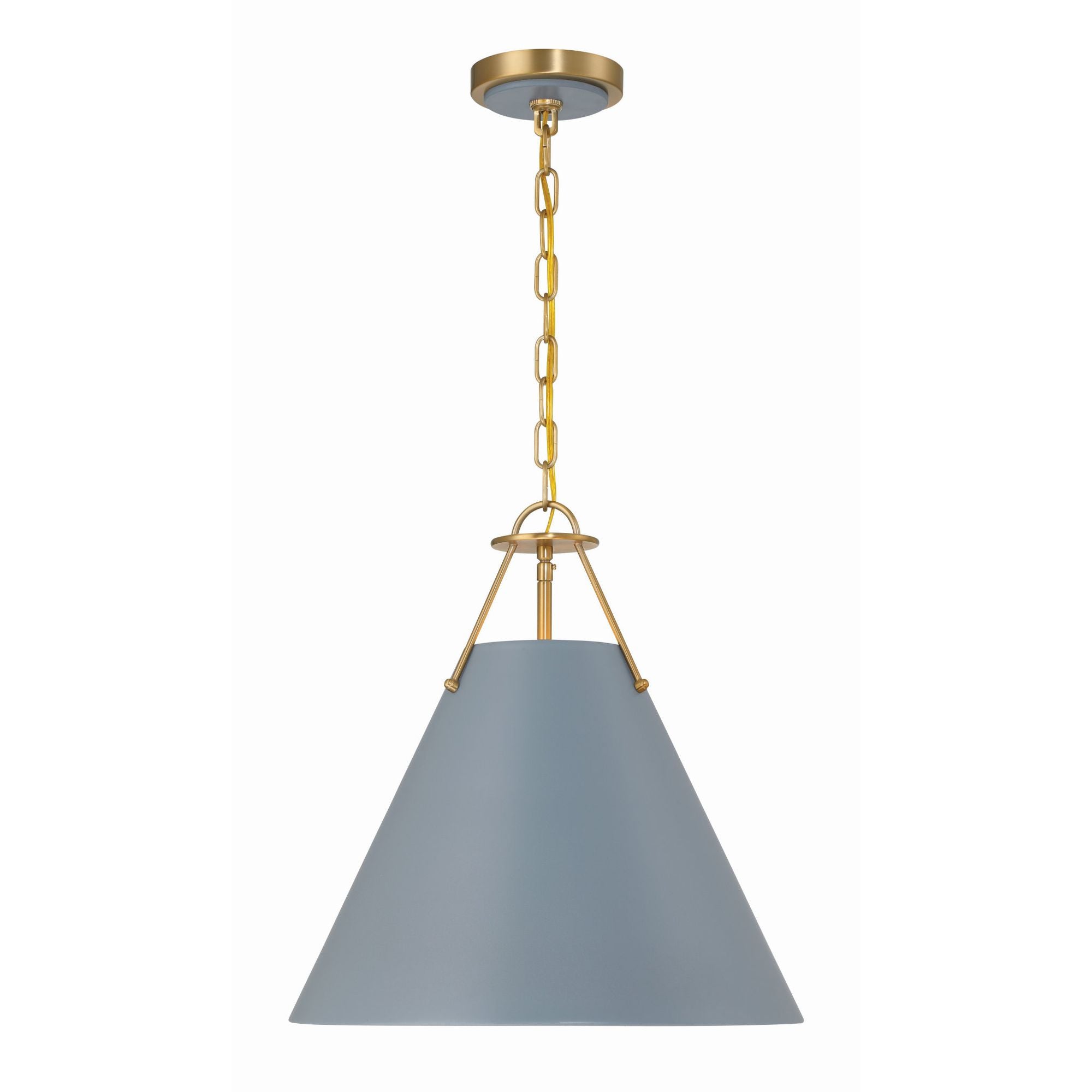 Xavier 3 Light Vibrant Gold + Blue Pendant Steel Shade 16"W x 16.5"H x 16"D
