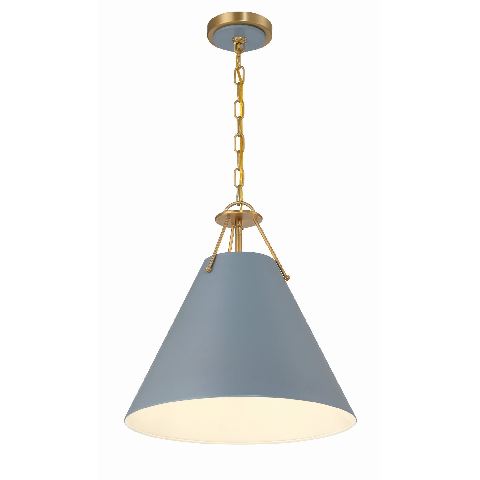 Xavier 3 Light Vibrant Gold + Blue Pendant Steel Shade 16"W x 16.5"H x 16"D