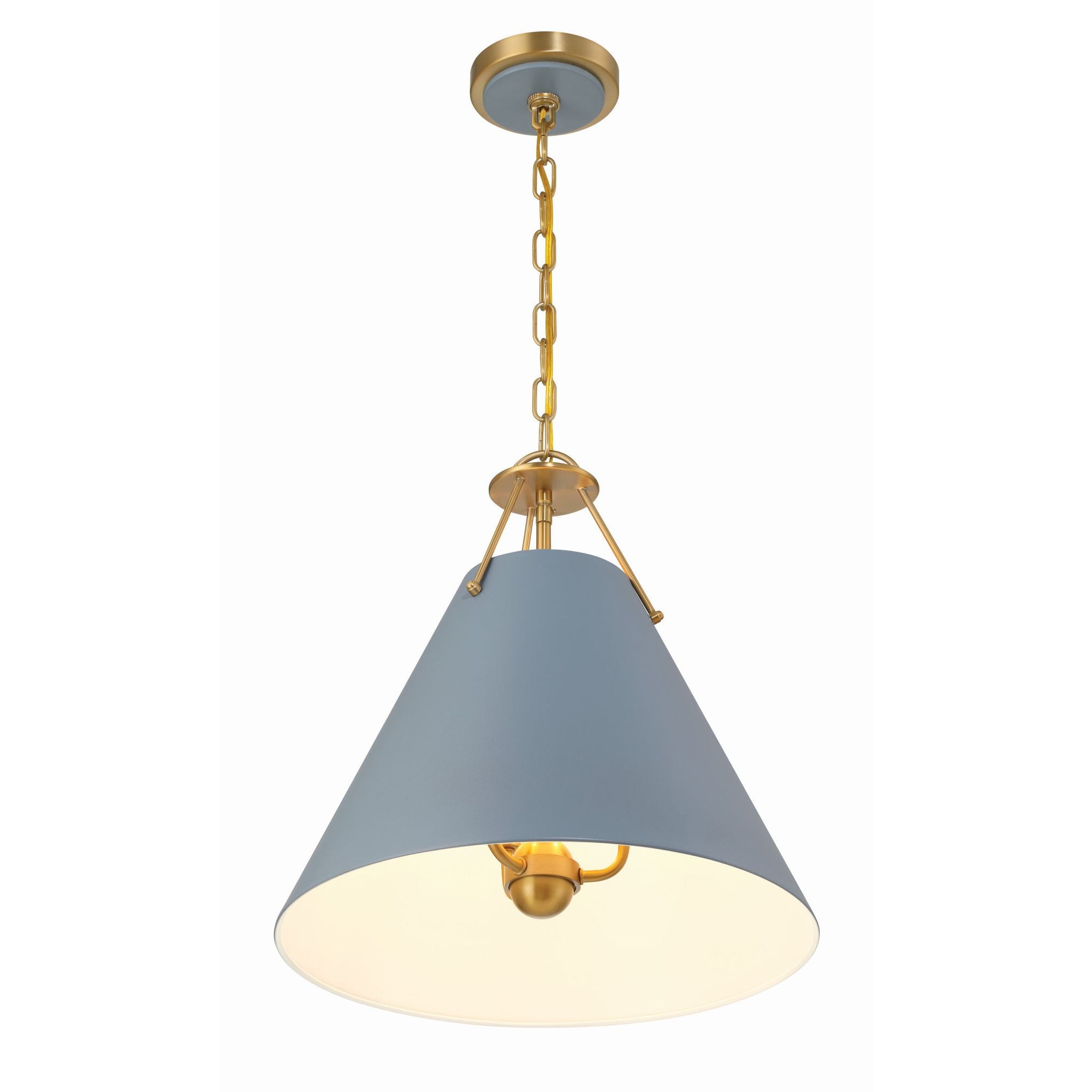 Xavier 3 Light Vibrant Gold + Blue Pendant Steel Shade 16"W x 16.5"H x 16"D