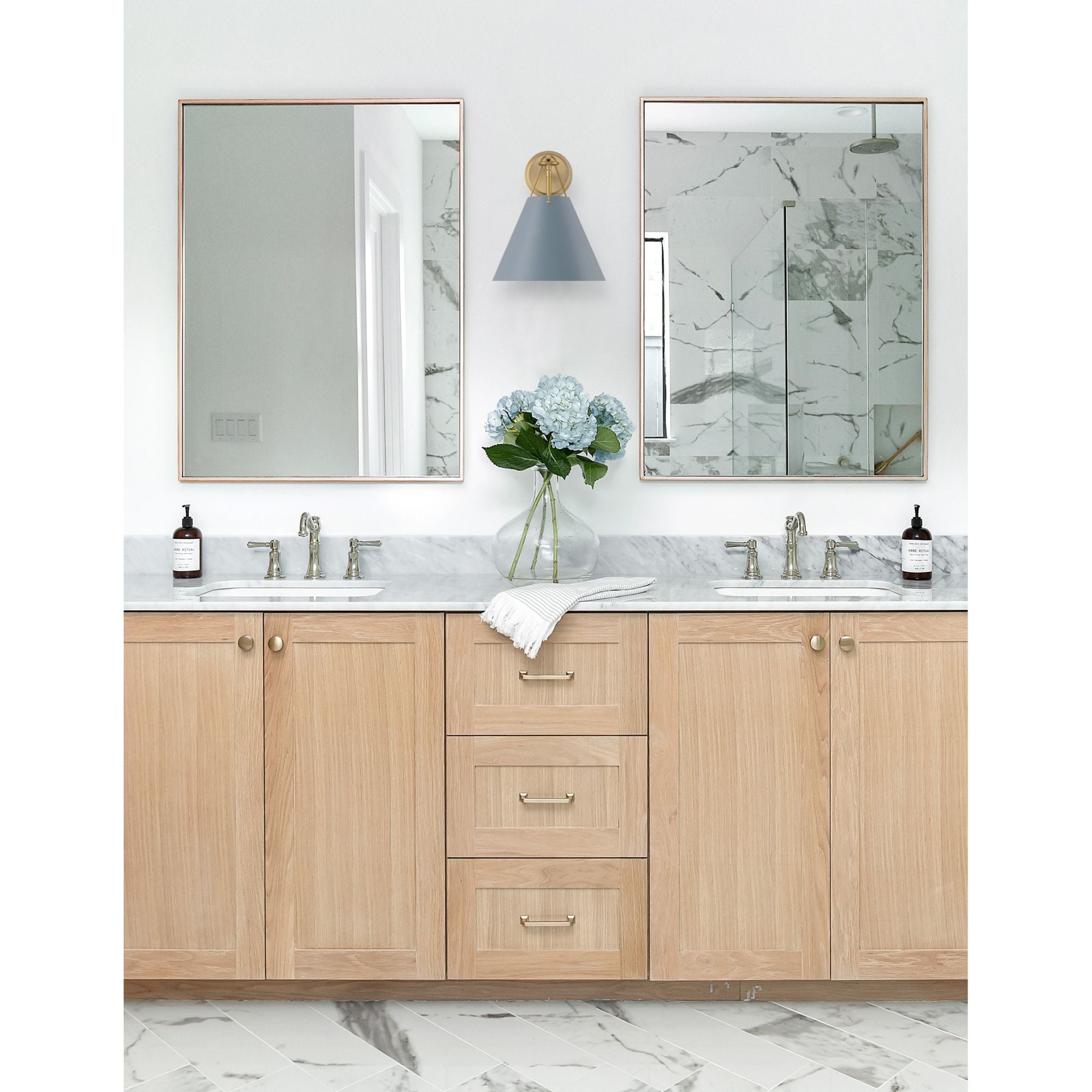 Xavier 1 Light Vibrant Gold + Blue Sconce Steel Shade 10"W x 12.5"H x 10.5"D