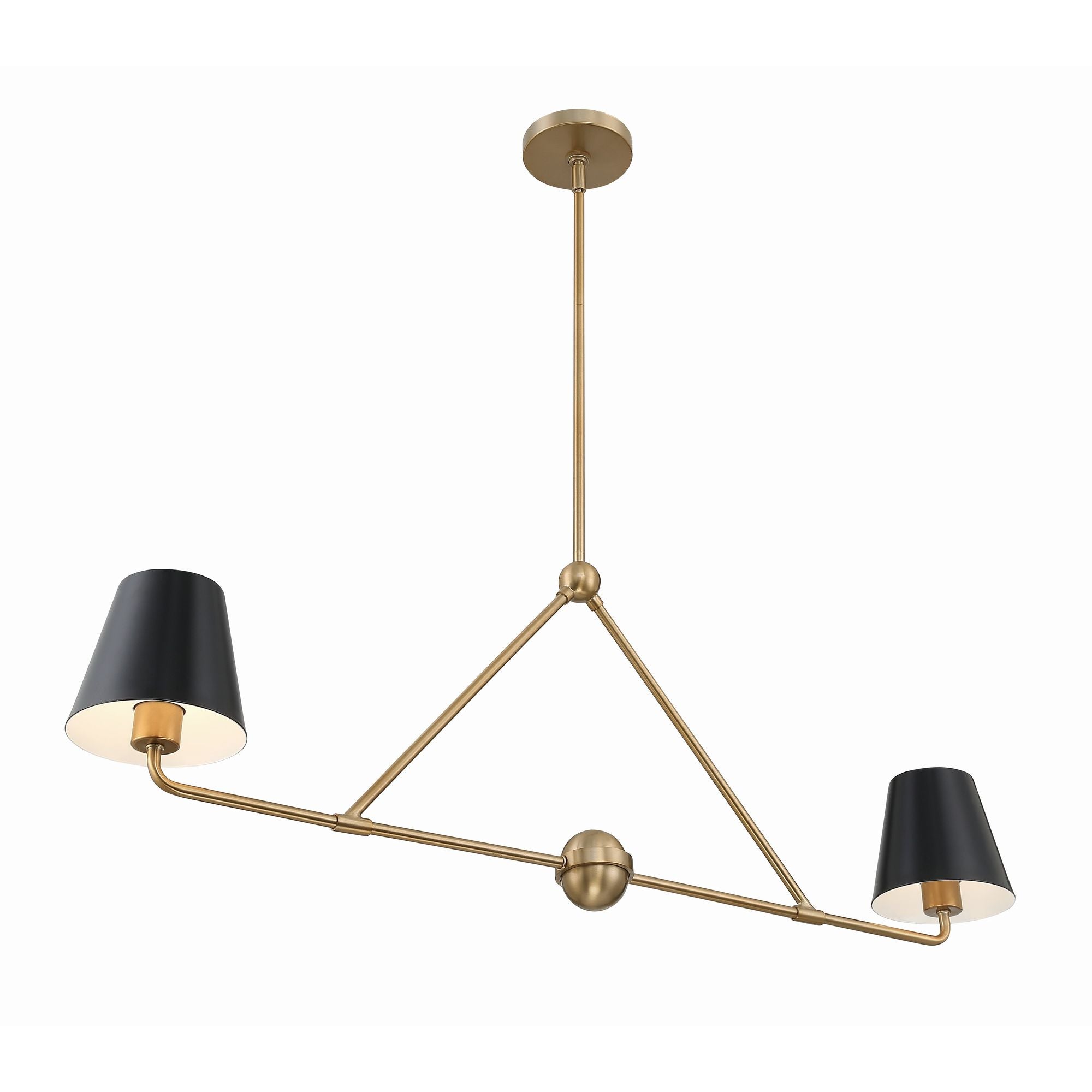 Xavier 2 Light Vibrant Gold Linear Chandelier Steel Shade 42"W x 15"H x 6"D