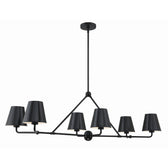 Xavier 6 Light Matte Black Linear Chandelier Steel Shade 46"W x 14.75"