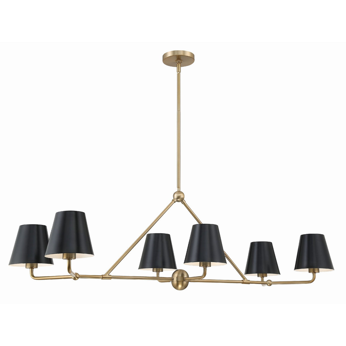 Xavier 6 Light Vibrant Gold Linear Chandelier Steel Shade 46"W x 14.75