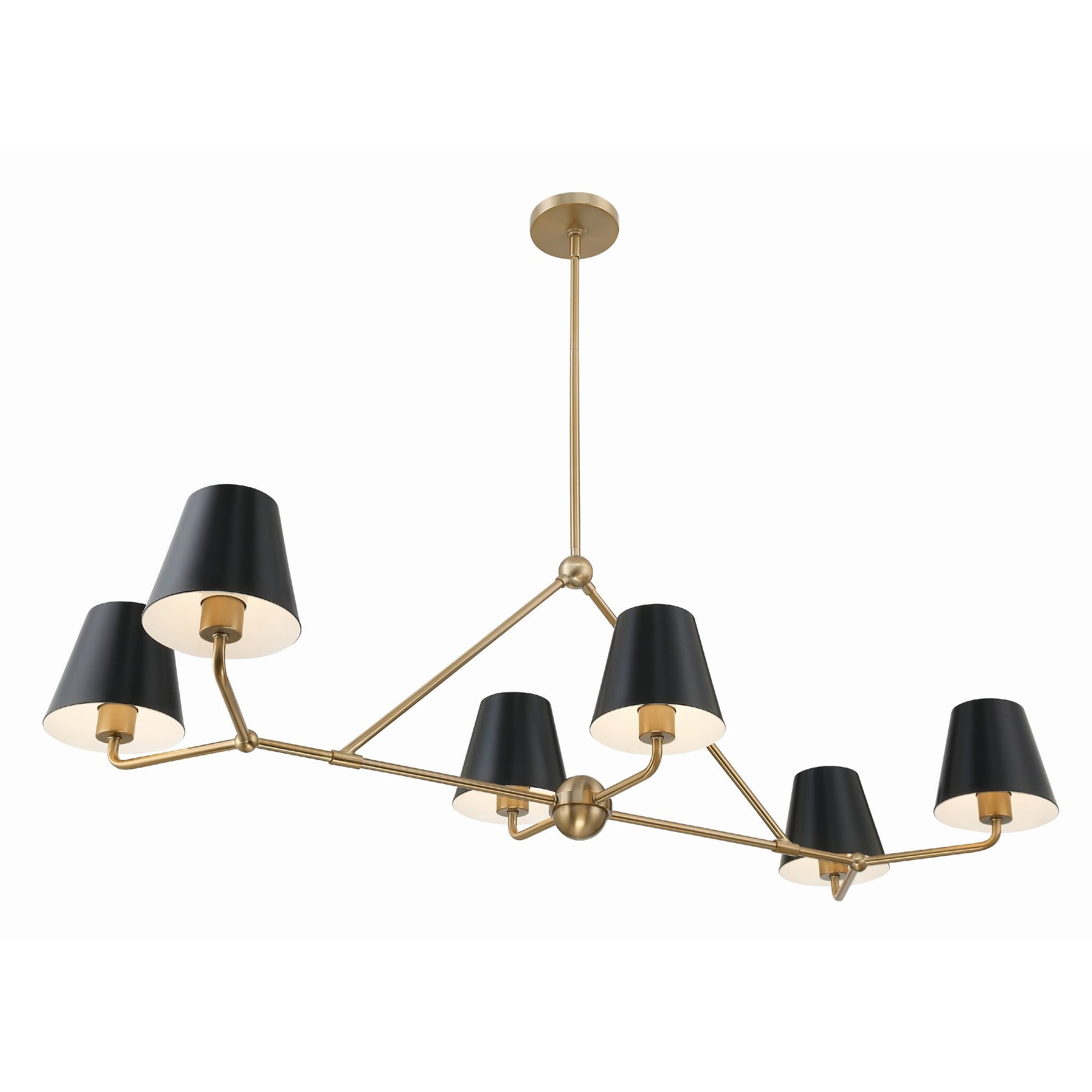 Xavier 6 Light Vibrant Gold Linear Chandelier Steel Shade 46"W x 14.75