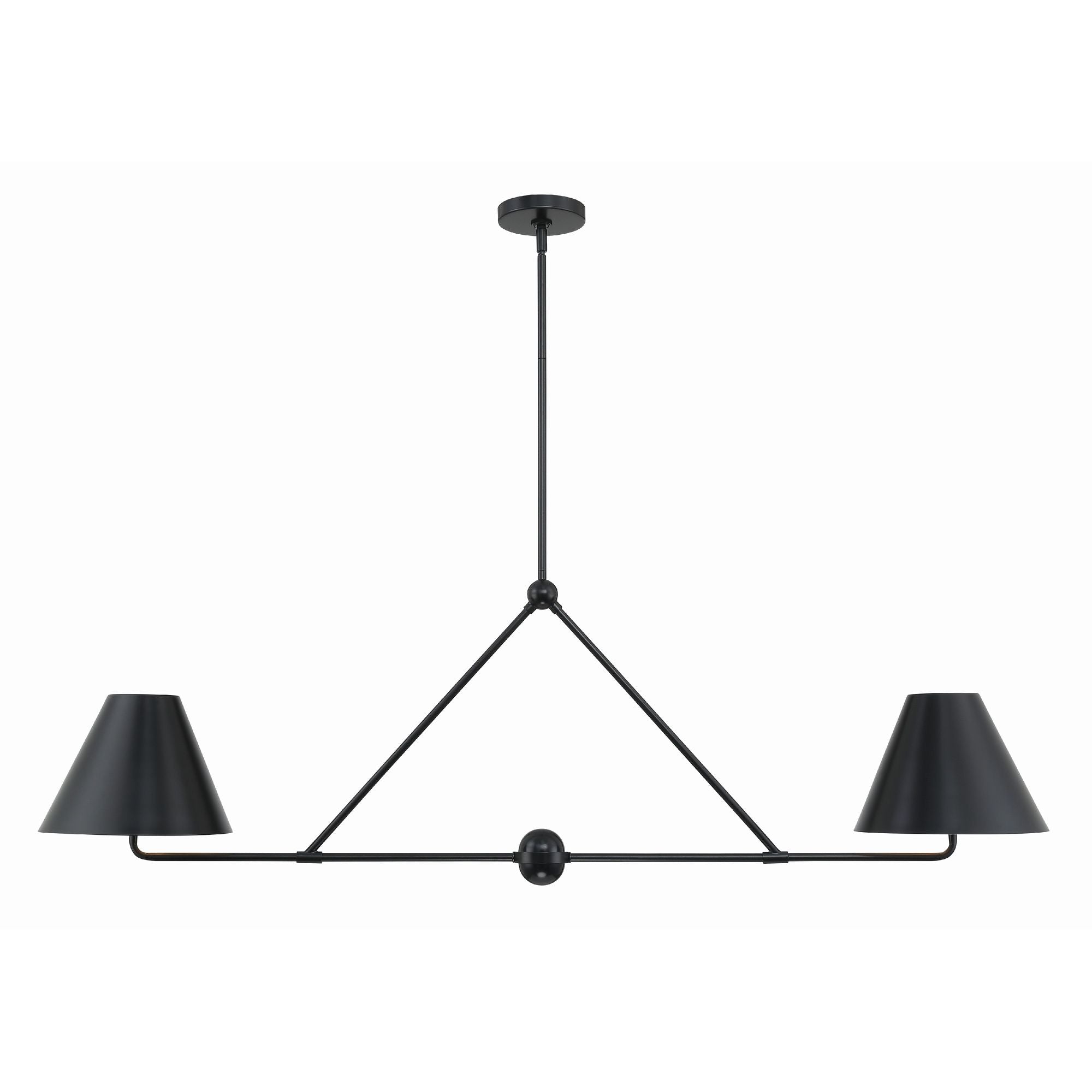 Xavier 4 Light Matte Black Linear Chandelier Steel Shade 54"W x 17"H x 10"D