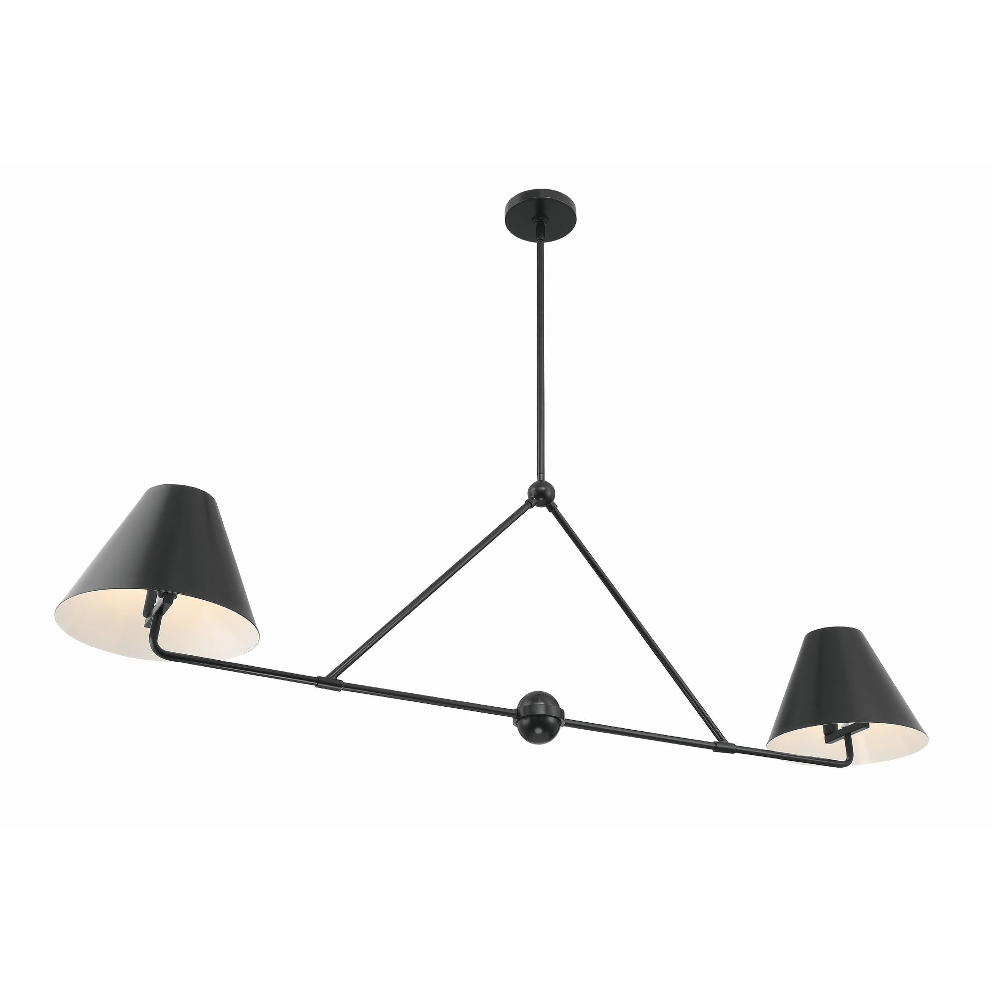 Xavier 4 Light Matte Black Linear Chandelier Steel Shade 54"W x 17"H x 10"D