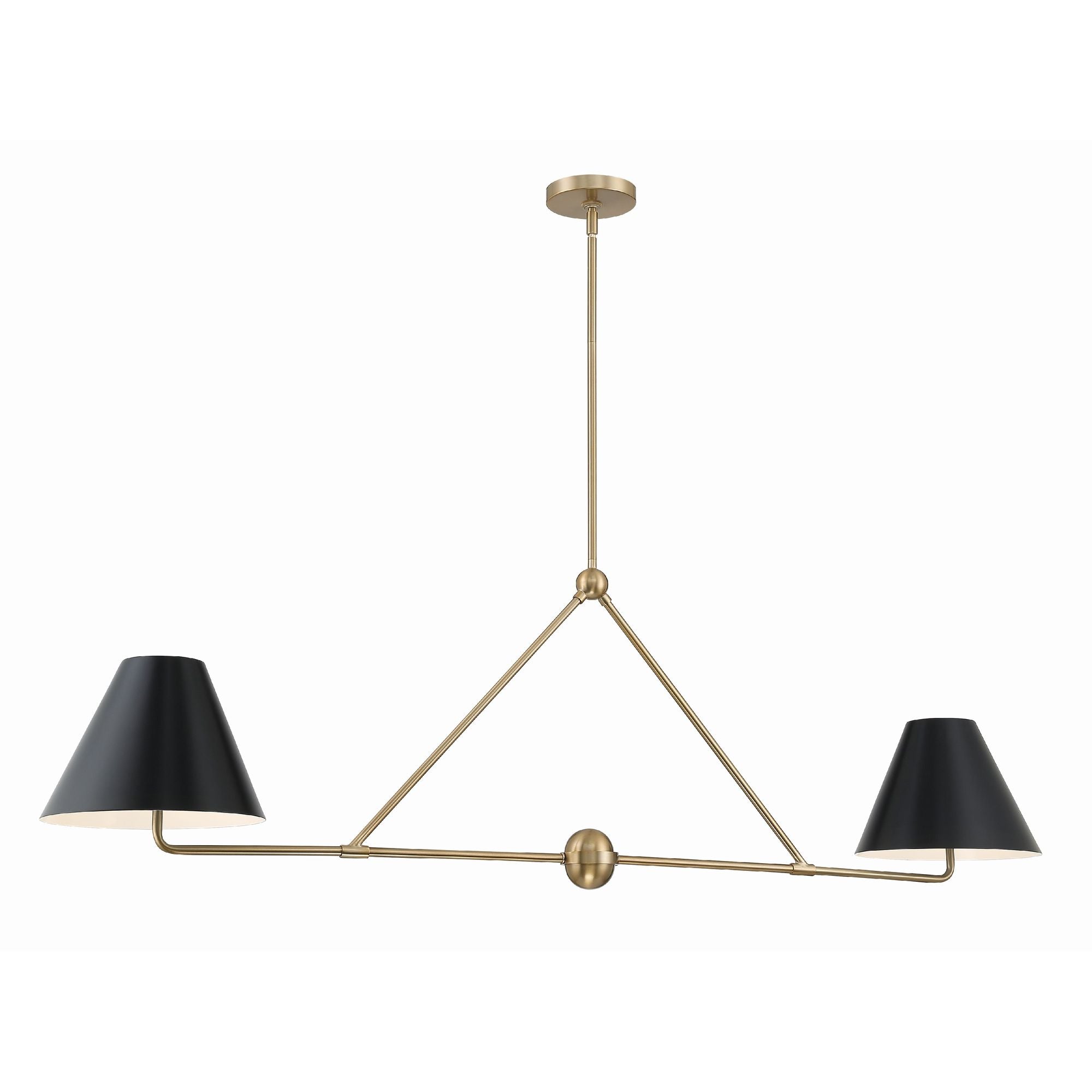 Xavier 54'' Vibrant Gold Linear Chandelier Black 54"W x 17"H x 10"D