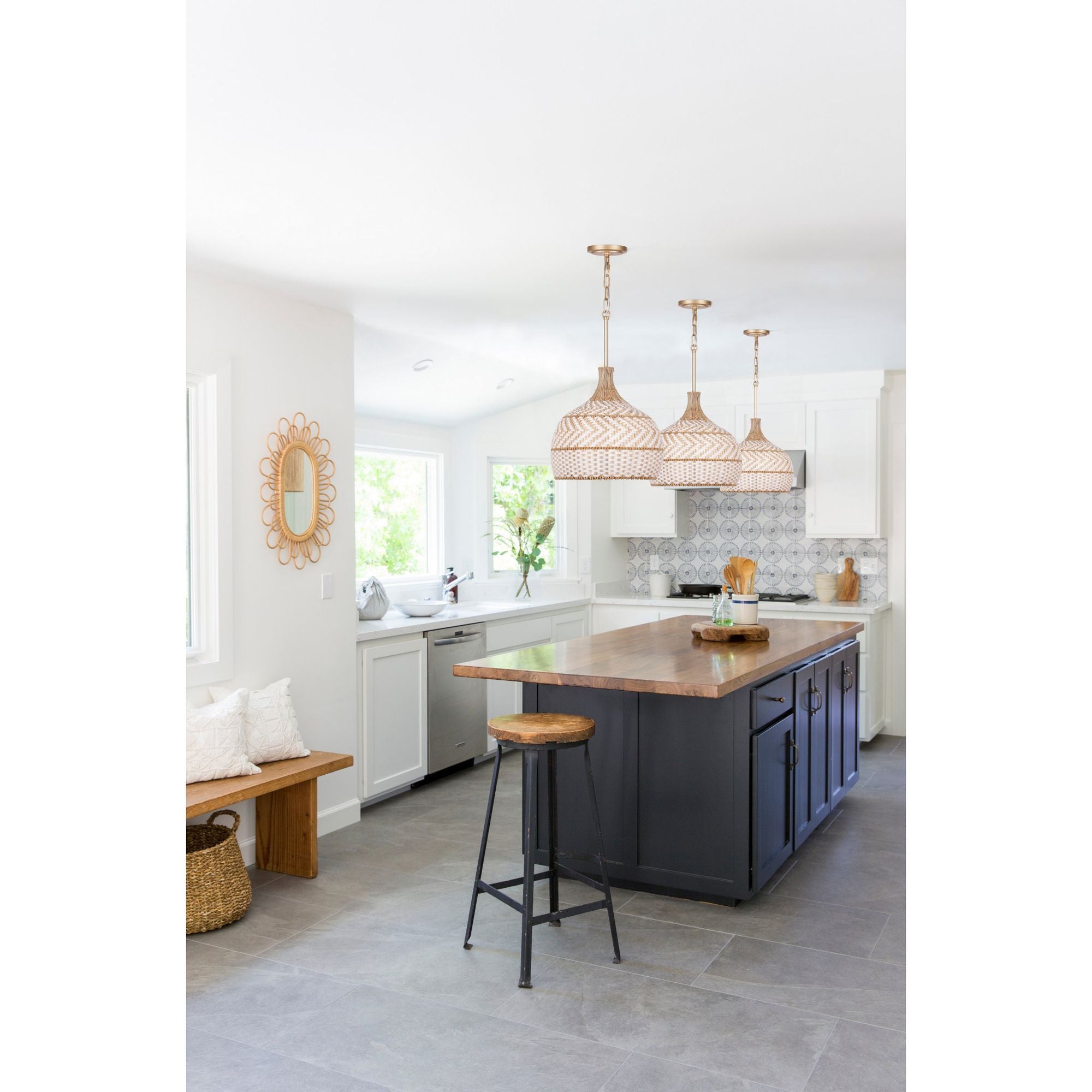 Zanzibar 14'' Soft Gold Pendant Tan 14"W x 14"H x 14"D