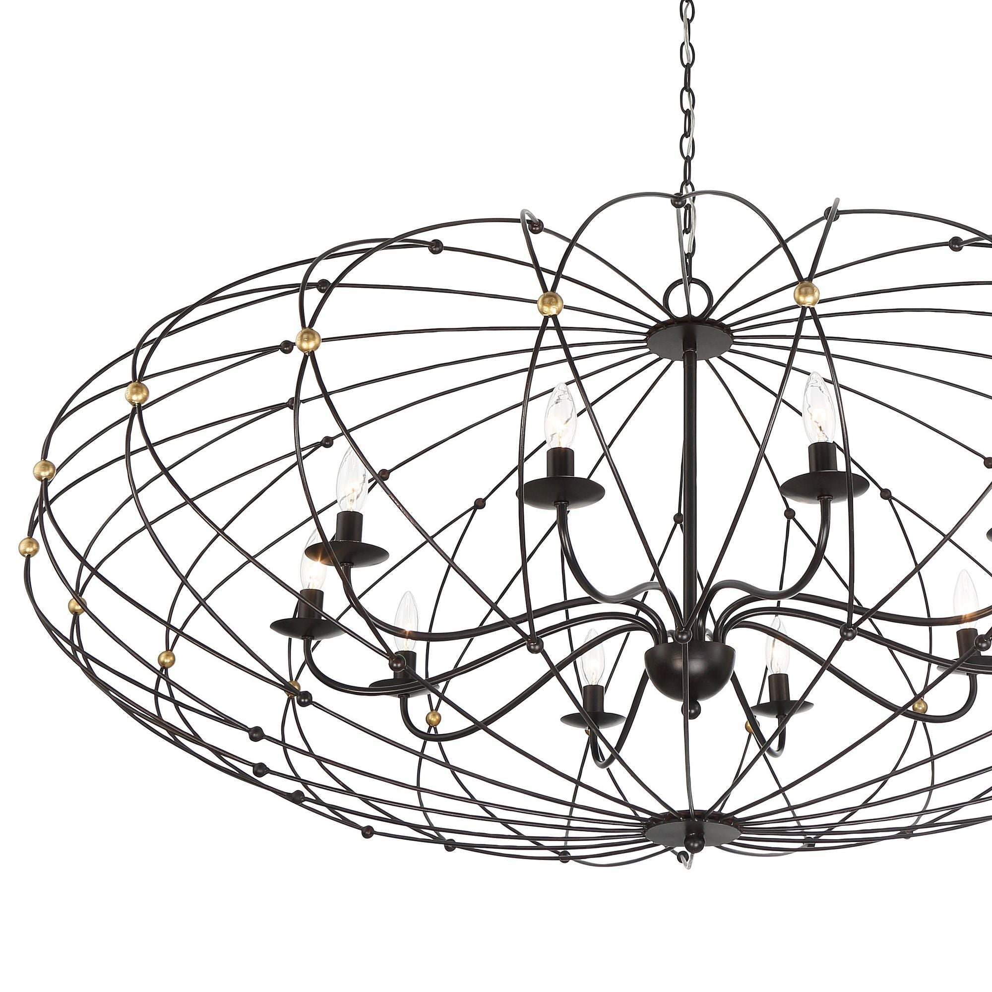 Zucca 10 Light English Bronze + Antique Gold Chandelier